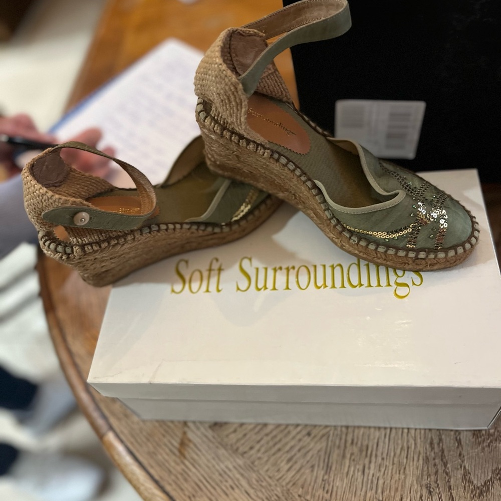 Brand new Soft Surroundings Green Wedge Sandals